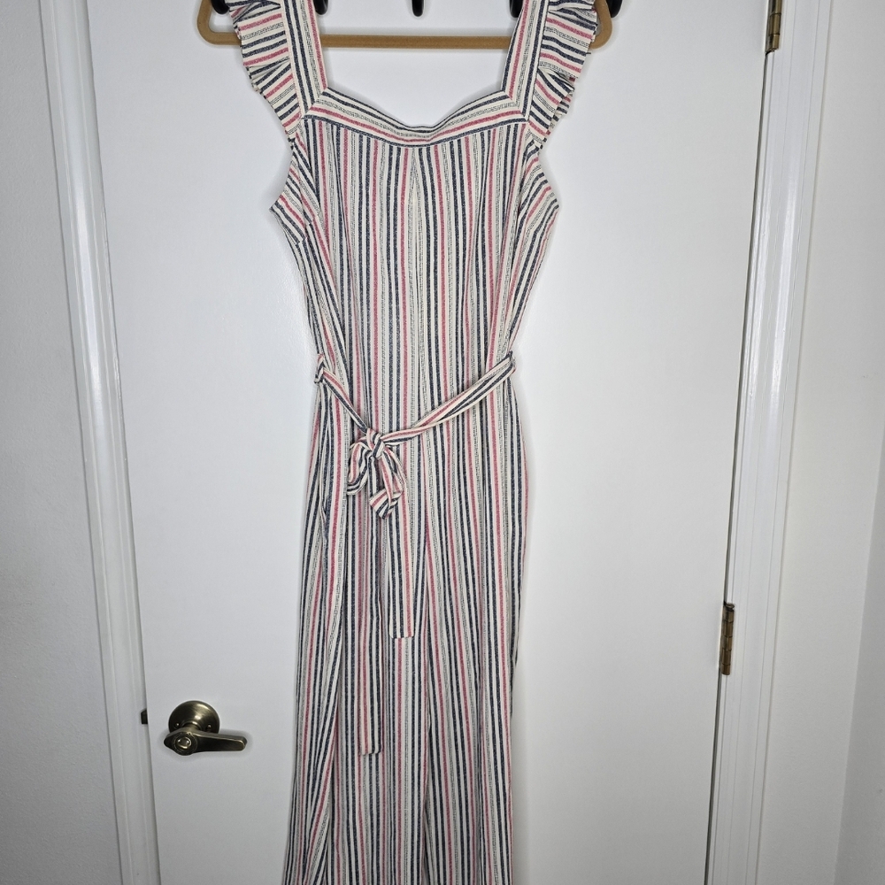 Monteau Red and Blue Butterfly Sleeve Jumpsuit Resort Wear Size Medium